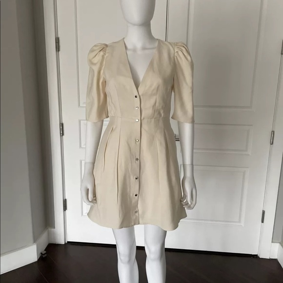 BA&SH Astrid puff sleeves linen dress - Picture 2 of 7